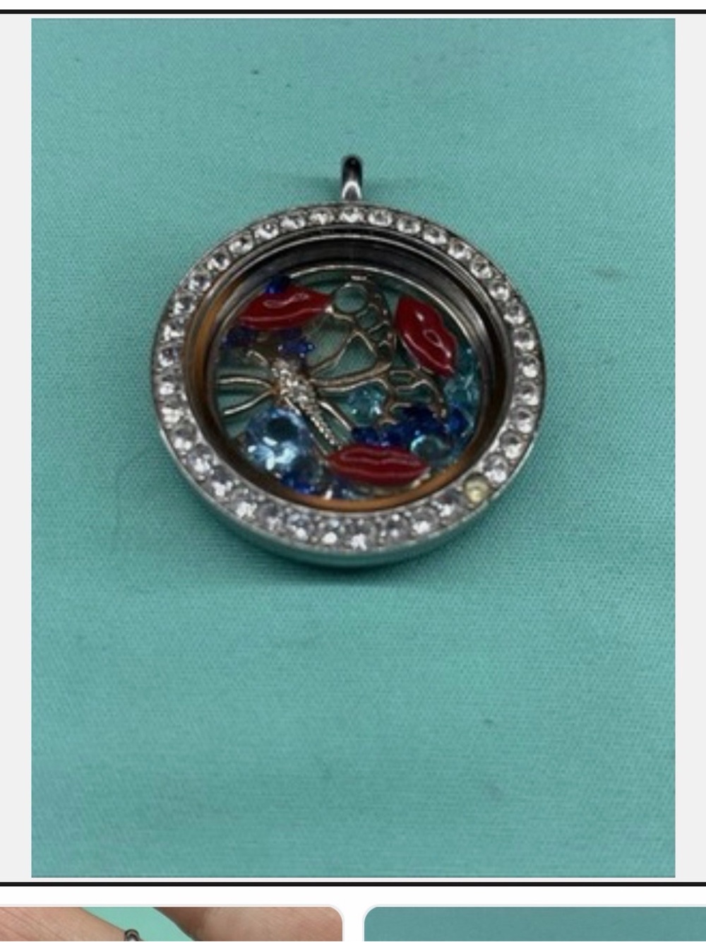 Vintage Origami Owl Floating Memory Butterfly Crystal Locket